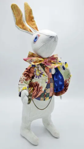 The White Rabbit with jacket in antique Bohemian folk ribbon