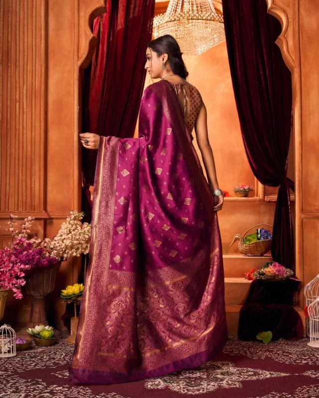 Varanga Festive Wear Stylist Silk Purple Woven Banarasi Kanjivaram Saree