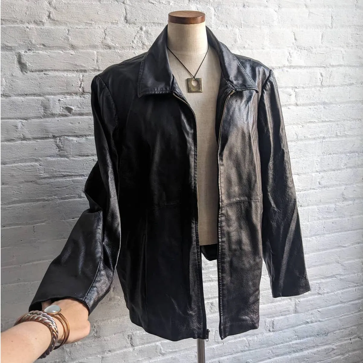 Vintage Minimalist Leather Trench Jacket Chic Baddie Biker Moto Goth Duster Coat