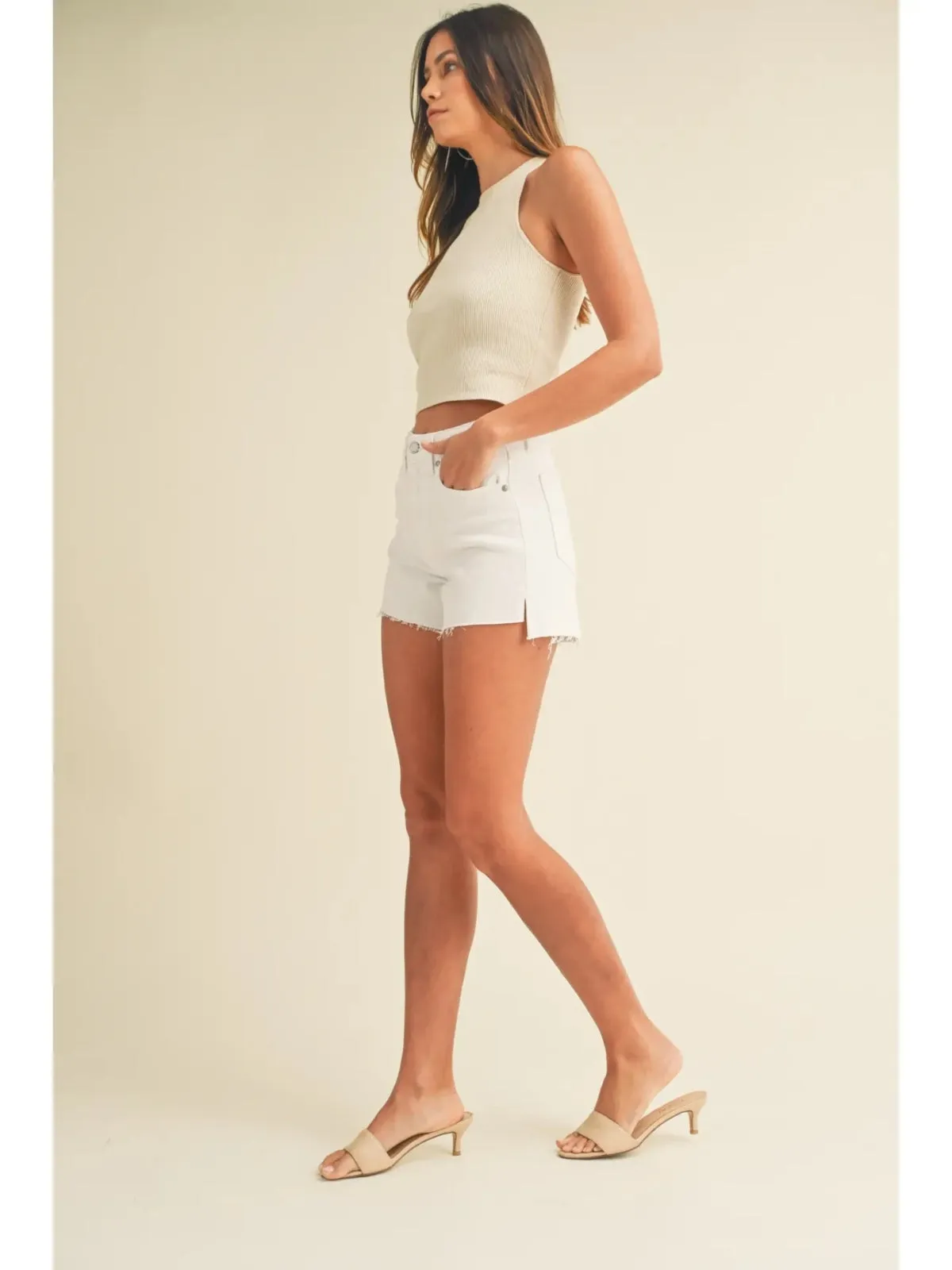 White High Rise Vintage Shorts