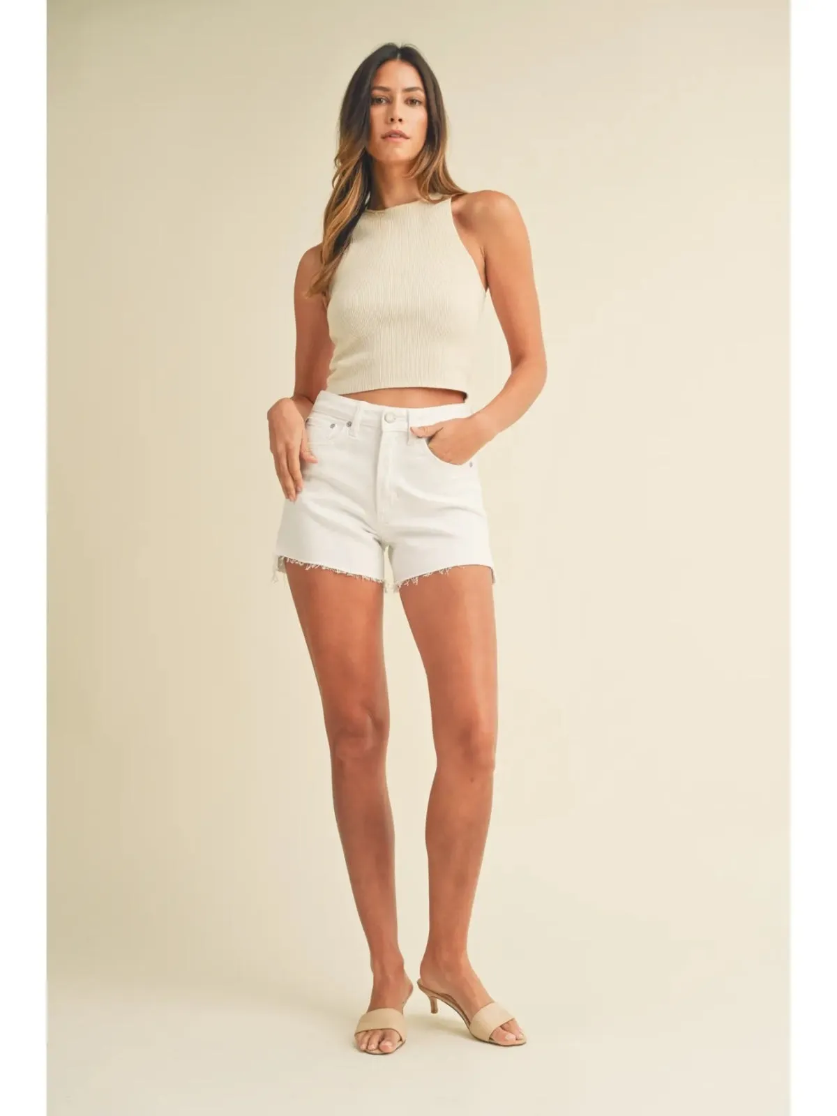 White High Rise Vintage Shorts