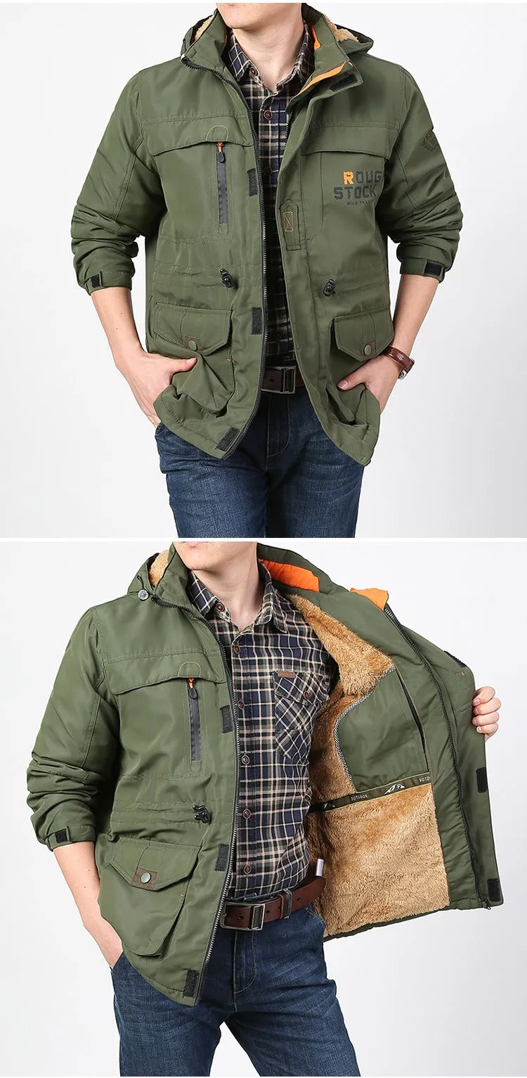 Winter Puffer Jacket Plaid Cotton Military Combat Outdoor Tactical Hooded Parka Coat | 086