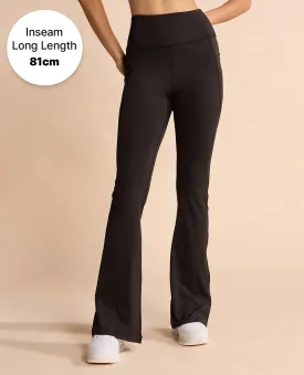 Women Stretchable Long Length Flared Pants Black