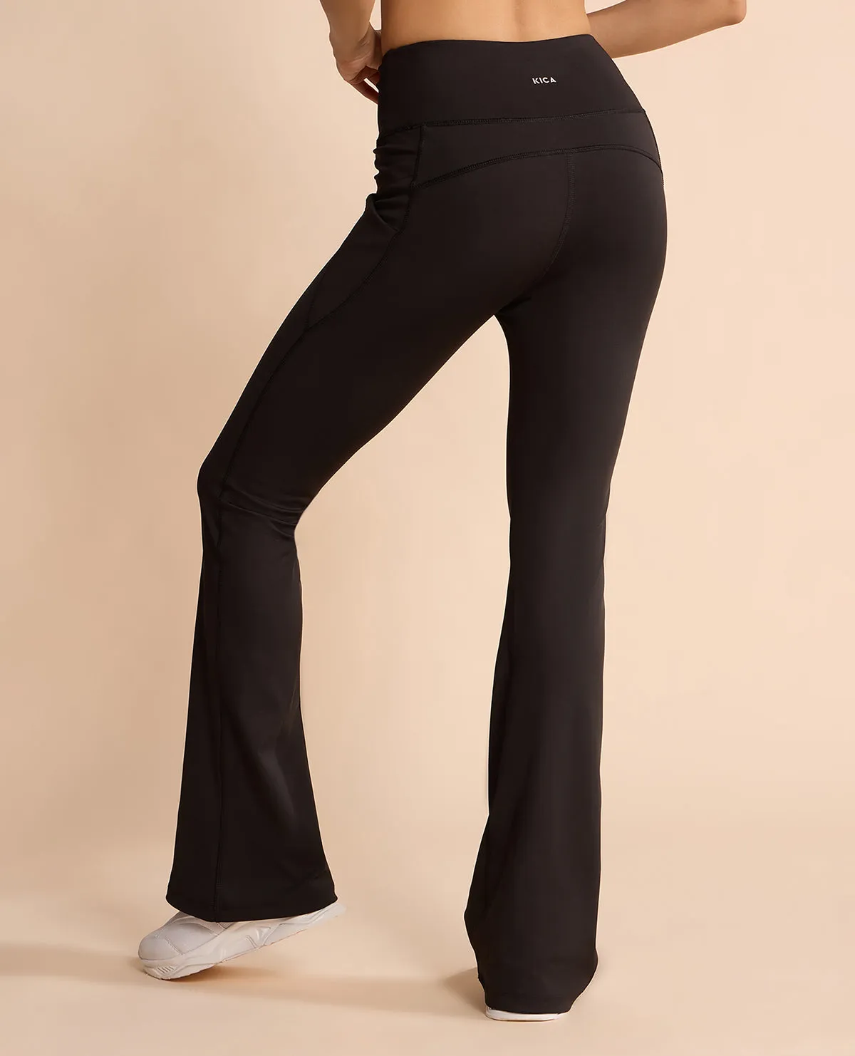 Women Stretchable Long Length Flared Pants Black